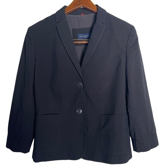 PIAZZA Sempione Women’s Black 2 Button Contrast Stitching Blazer Size 6 - Picture 1 of 5